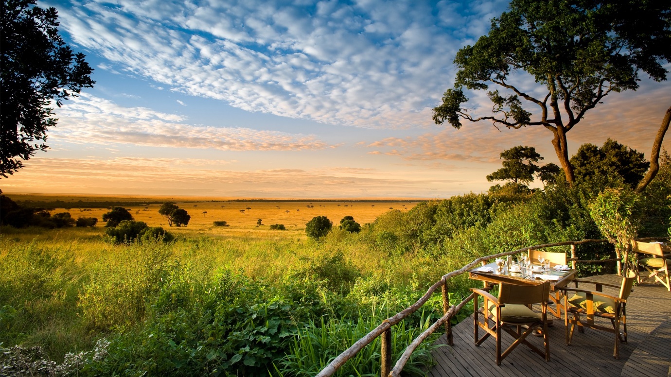 Kenyan safari landscape in warm golden light